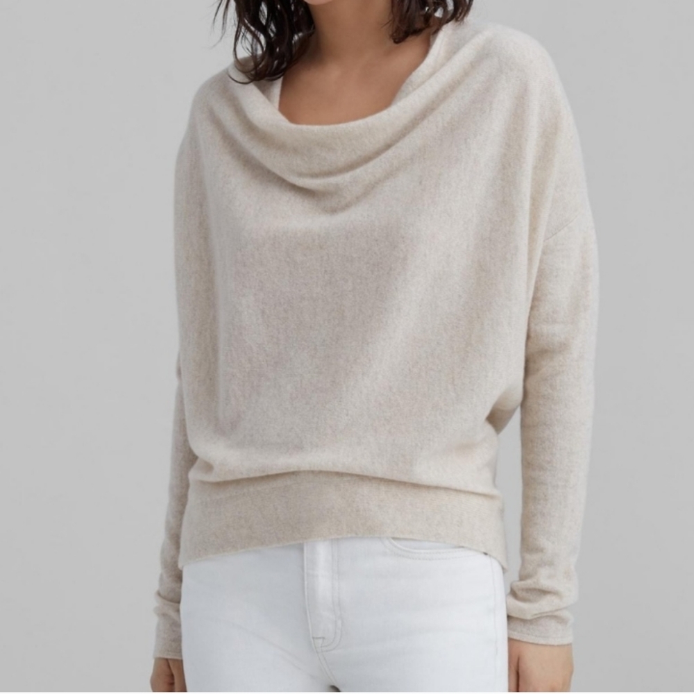 Club Monaco | 100% Italian Cashmere Draped Cowl Neck Dolman Sleeve Sweater